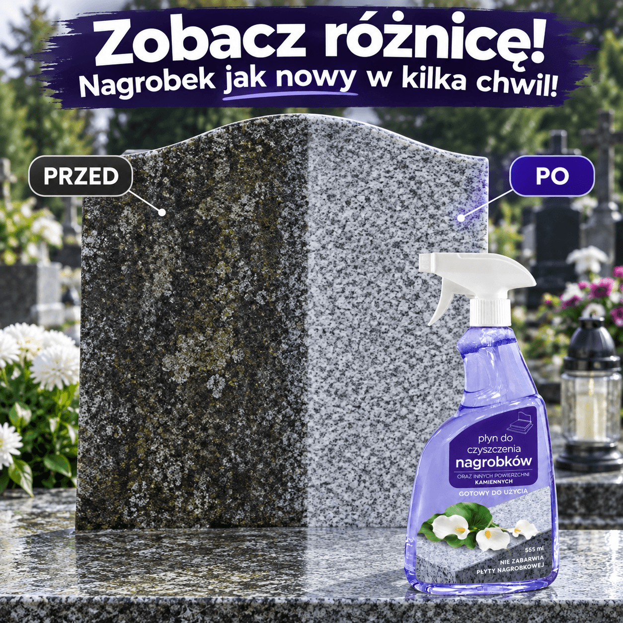 Płyn do czyszczenia nagrobków - lśniący pomnik w kilka chwil!